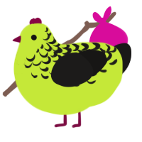 A lime and sable chicken with a half-lace pattern