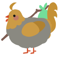 A ash and gold chicken with a head pattern