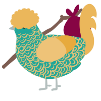A turquoise and honey chicken with a double-lace pattern