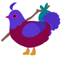 A maroon and indigo chicken with a head pattern