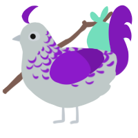 Potpourri, a silver and violet chicken with a half-lace pattern