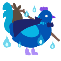 Chicken Leviathan, a ultramarine and cerulean chicken with a neck-speckle pattern