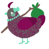 A grey and wine chicken with a double-lace pattern