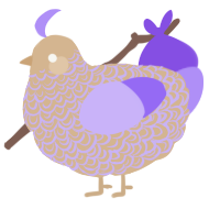 A beige and lilac chicken with a double-lace pattern