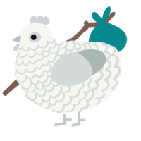 A white and silver chicken with a lace pattern
