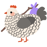 A cream and grey chicken with a lace pattern