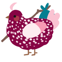 A maroon and rose chicken with a speckle pattern