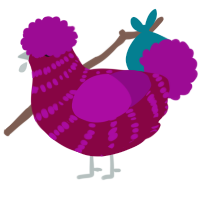A maroon and plum chicken with a bar pattern