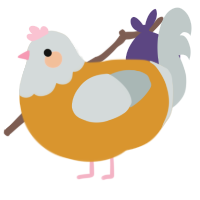A orange and silver chicken with a head pattern