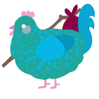 A turquoise and cerulean chicken with a speckle pattern