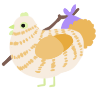 A cream and honey chicken with a bar pattern