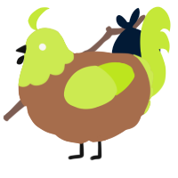 A brown and lime chicken with a head pattern