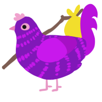 A violet and amethyst chicken with a bar pattern