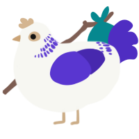 A white and indigo chicken with a neck-band pattern