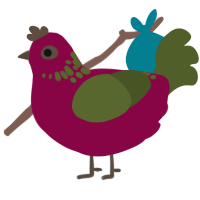 A maroon and olive chicken with a neck-speckle pattern