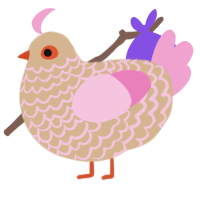 A beige and pink chicken with a lace pattern