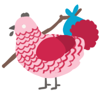 A rose and crimson chicken with a lace pattern