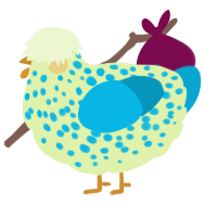 A apple and cerulean chicken with a speckle pattern