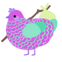 A orchid and mint chicken with a lace pattern