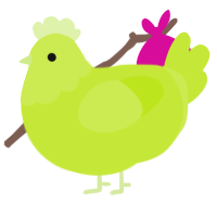 A lime chicken with a head pattern