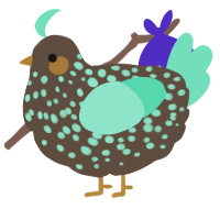 A bark and mint chicken with a speckle pattern
