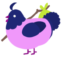 A lavender and navy chicken with a head pattern