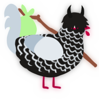 A sable and mist chicken with a lace pattern