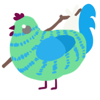 A spring and sky chicken with a bar pattern