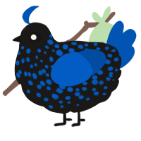 A sable and ultramarine chicken with a speckle pattern