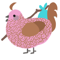 A pink and brown chicken with a double-lace pattern