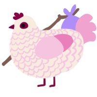 A cream and pink chicken with a lace pattern