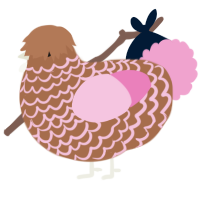 A brown and pink chicken with a lace pattern