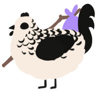 A cream and black chicken with a half-lace pattern