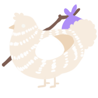 A cream chicken with a bar pattern