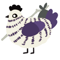 A navy and lime chicken with a bar pattern