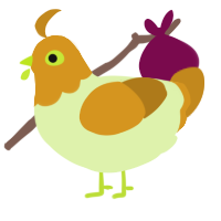 A apple and ochre chicken with a head pattern