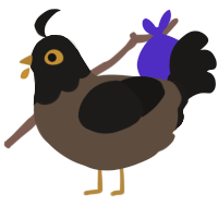 A bark and sable chicken with a head pattern