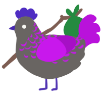 Orbeez, a grey and amethyst chicken with a half-lace pattern