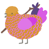A orange and orchid chicken with a lace pattern