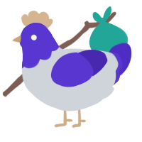 A mist and indigo chicken with a head pattern