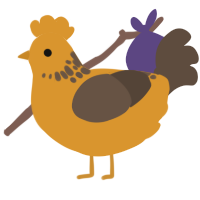Diet Cola, a orange and bark chicken with a neck-speckle pattern