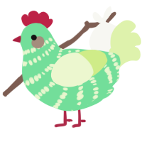 A spring and apple chicken with a bar pattern