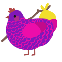 A violet and fuchsia chicken with a lace pattern