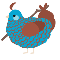 A cerulean and russet chicken with a lace pattern