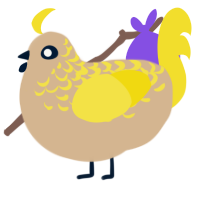 A beige and yellow chicken with a half-lace pattern