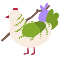A cream and chartreuse chicken with a half-bar pattern