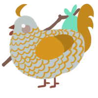A silver and ochre chicken with a lace pattern
