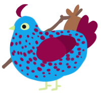 Cryptid - the mod, a sky and maroon chicken with a speckle pattern