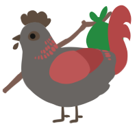 A grey and red chicken with a neck-band pattern