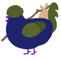 A navy and olive chicken